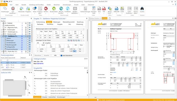 BauStatik | Intuitive Bedienung Die Programmoberfläche der BauStatik ist übersichtlich in verschiedene Bereiche zur Navigation, Eingabe, Ausgabe und Hilfen eingeteilt.
