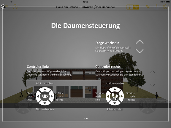 Screenshot mit den Steuerungsfunktionen in der Jonny-App