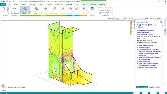 Programmoberfläche von MicroFe. Zu sehen ist die Nachweisführung eines Schachtbauwerks.