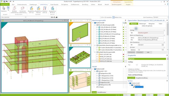 Programmoberfläche des StrukturEditors mit verschiedenen Modellansichten
